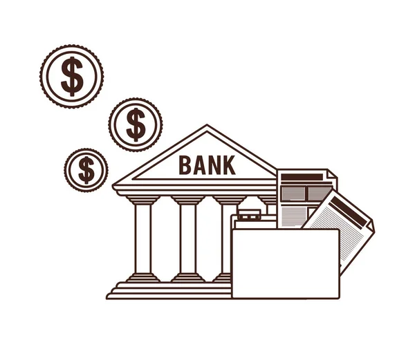 Budování bankovních financí v bílém pozadí — Stockový vektor
