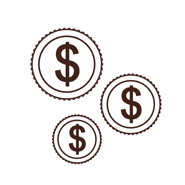 Κέρμα με σύμβολο δολαρίου σε λευκό φόντο — Διανυσματικό Αρχείο