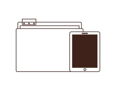 beyaz arka planda akıllı telefon ile simgeler kümesi