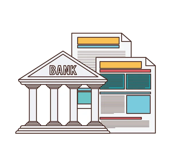 Bank finance building in white background — Stock Vector