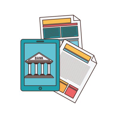 beyaz arka planda dosya sayfası ile akıllı telefon