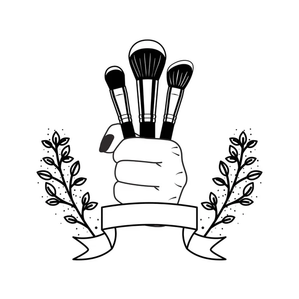 Makeup brushes on white background — Stock Vector