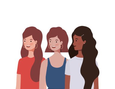 Beyaz arka planda genç kadınlar