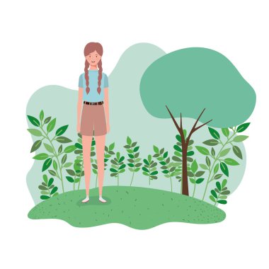 manzara arka plan ile ayakta genç kadın