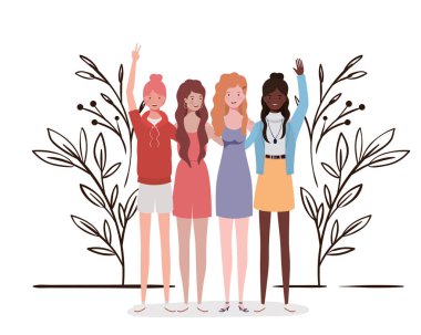 manzara arka planda ayakta genç kadınlar