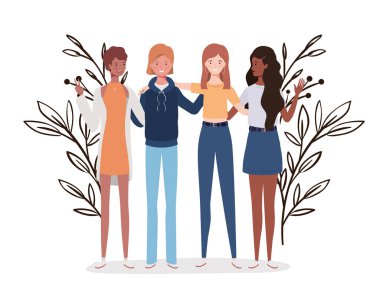 manzara arka planda ayakta genç kadınlar