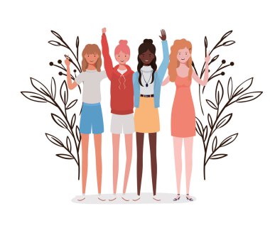 manzara arka planda ayakta genç kadınlar