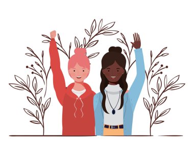 peyzaj arka plan ile genç kadınlar