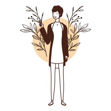 peyzaj arka plan ile ayakta kadın silueti