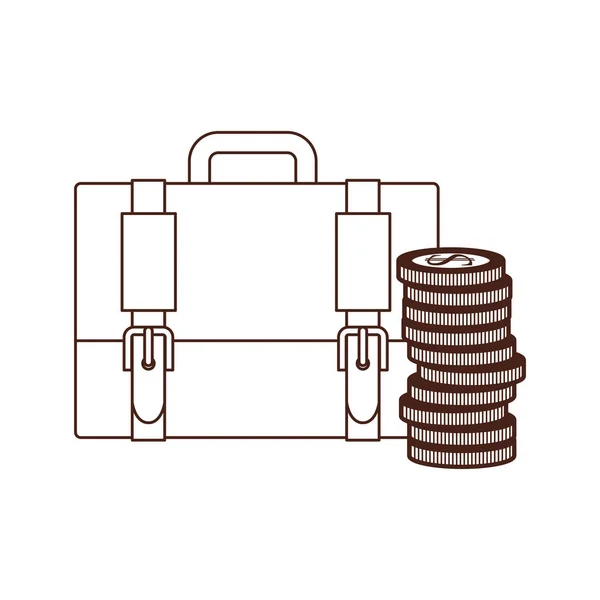 Sagoma di valigia di uomo d'affari con soldi su sfondo bianco — Vettoriale Stock