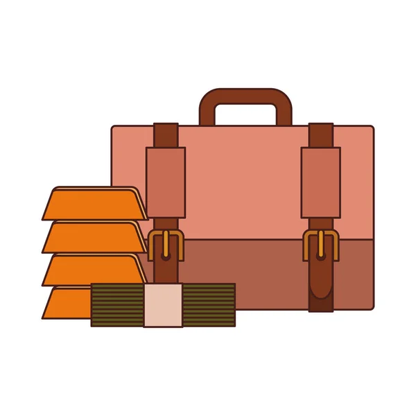 Suitcase of businessman with money on white background — Stock Vector