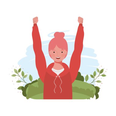 manzara arka plan ile genç kadın