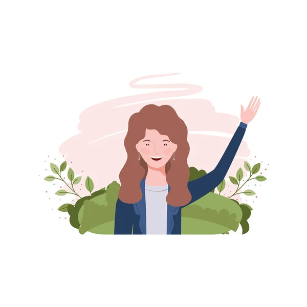 Young woman with landscape background — Stock Vector