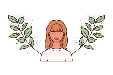 dalları ve arka plan yaprakları ile genç kadın