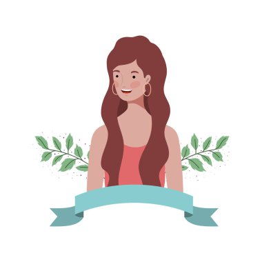 dalları ve arka plan yaprakları ile genç kadın