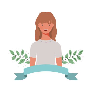 dalları ve arka plan yaprakları ile genç kadın