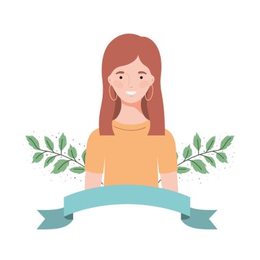 dalları ve arka plan yaprakları ile genç kadın