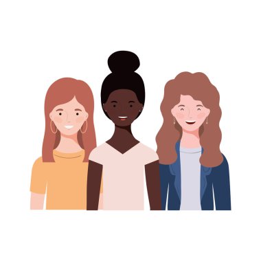 Beyaz arka planda genç kadınlar