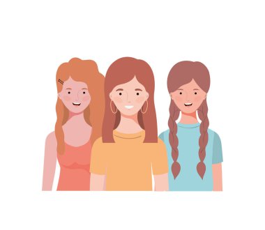 Beyaz arka planda genç kadınlar