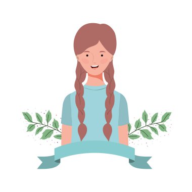 dalları ve arka plan yaprakları ile genç kadın