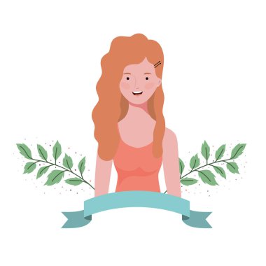 dalları ve arka plan yaprakları ile genç kadın