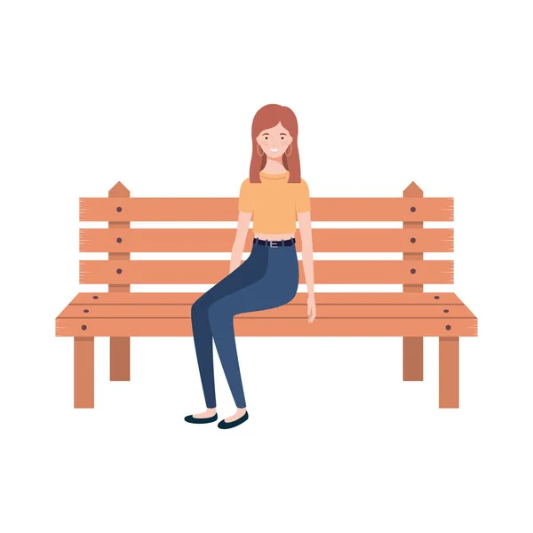 Frau sitzt im Parkstuhl auf weißem Hintergrund — Stockvektor