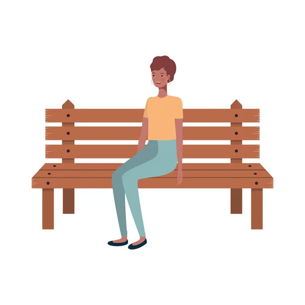 Frau sitzt im Parkstuhl auf weißem Hintergrund — Stockvektor