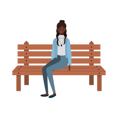 beyaz arka plan üzerinde park sandalyede oturan kadın