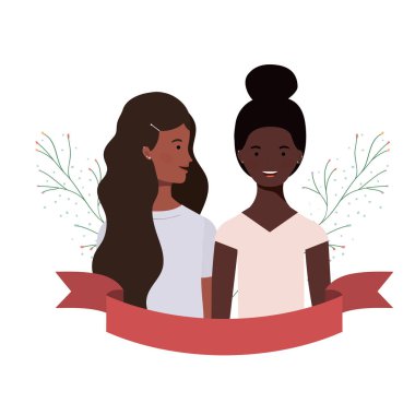 dalları ve yaprakları arka plan ile genç kadınlar