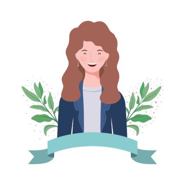 dalları ve arka plan yaprakları ile genç kadın