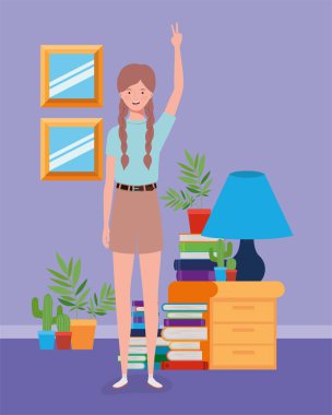 evde karakter genç ve güzel kız