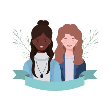 dalları ve yaprakları arka plan ile genç kadınlar