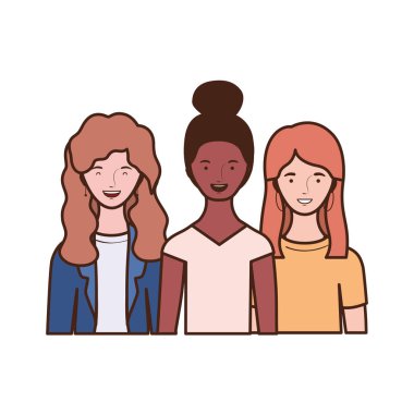 Beyaz arka planda genç kadınlar