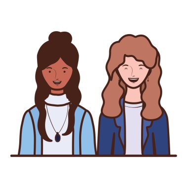 Beyaz arka planda genç kadınlar