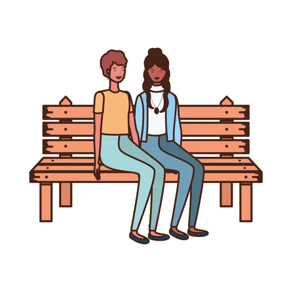 Frauen sitzen im Parkstuhl auf weißem Hintergrund — Stockvektor