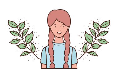 dalları ve arka plan yaprakları ile genç kadın