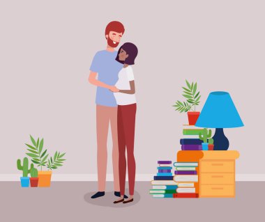 Evde ırklar arası aşıklar hamilelik çift