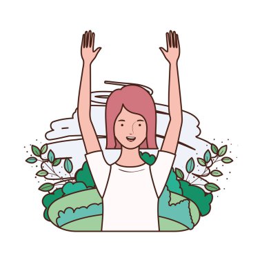 manzara arka plan ile genç kadın