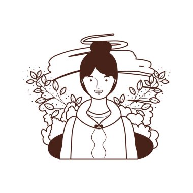 peyzaj arka plan ile genç kadının silueti