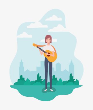 akustik gitar karakteri oynayan kadın