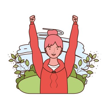 manzara arka plan ile genç kadın