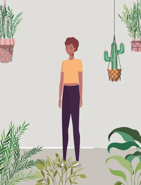 Joven afro chica en el jardín carácter — Archivo Imágenes Vectoriales