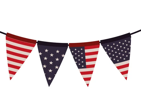 Pesta karangan bunga dengan bendera Amerika Serikat - Stok Vektor