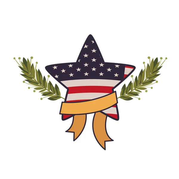 Drapeau des États-Unis avec étoile icône isolée — Image vectorielle