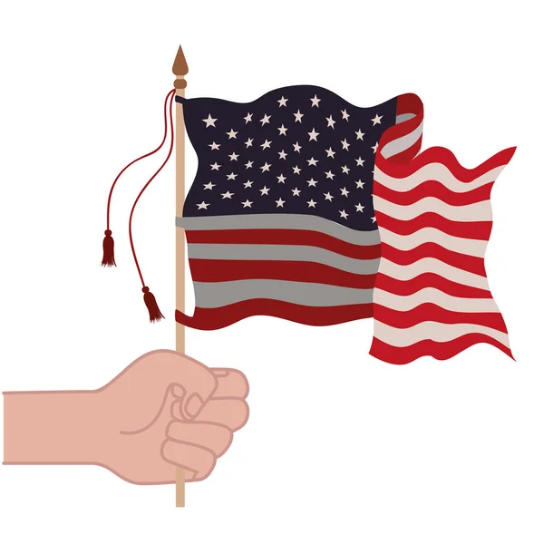 Hand with united states flag isolated icon — Stock Vector