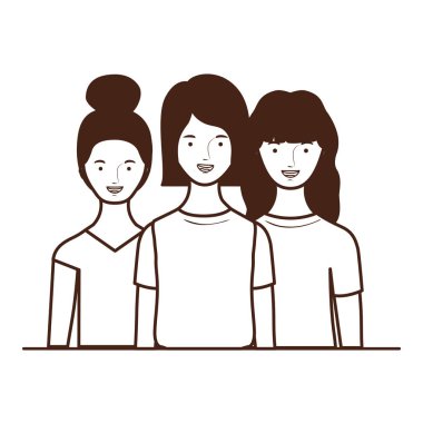 Beyaz arka planda genç kadınların silüeti