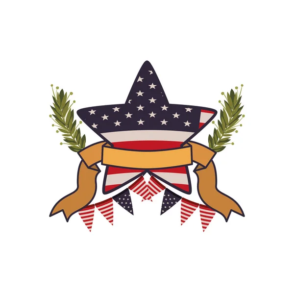 Bandiera degli Stati Uniti con icona a stella isolata — Vettoriale Stock