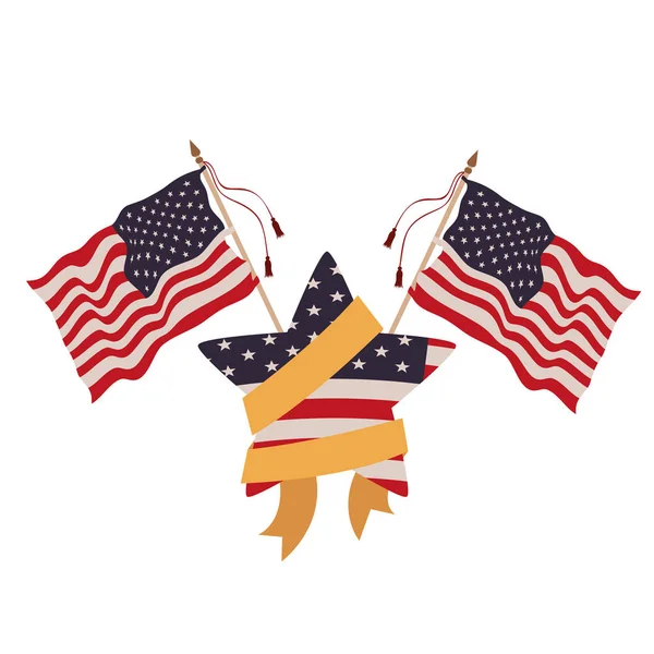 Флаг США со звездой изолированной иконкой — стоковый вектор