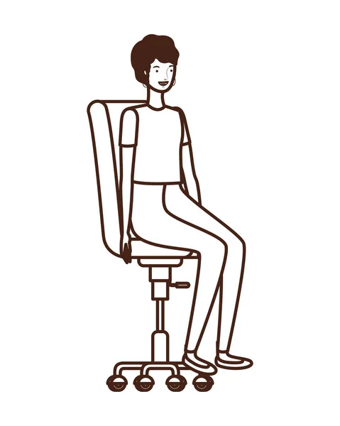 Beyaz arka plan üzerinde ofis sandalyesinde oturan kadın silueti — Stok Vektör