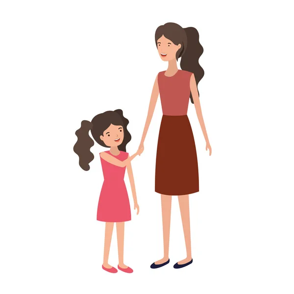 妇女与女儿头像字符 — 图库矢量图片